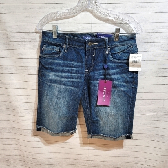 VIGOSS NEW YORK BERMUDA MEDIUM WASH DENIM SHORTS, SZ 27 - Picture 2 of 10